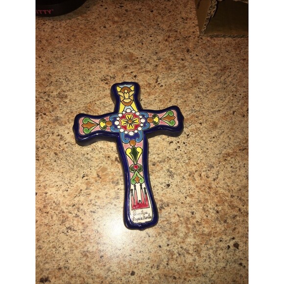 Vintage Artesanias Medina Perez Cross Hand Made In Spain Religious Art Beautiful - Picture 1 of 7